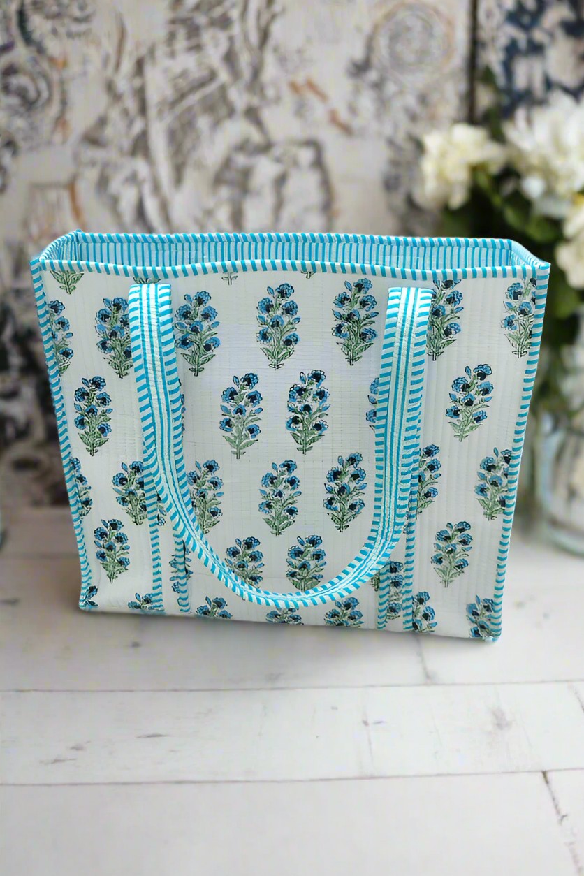Juniper Blue And White Floral Tote Bag