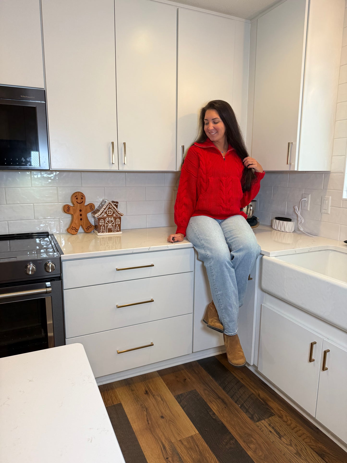 Cable Crush Sweater (Red)