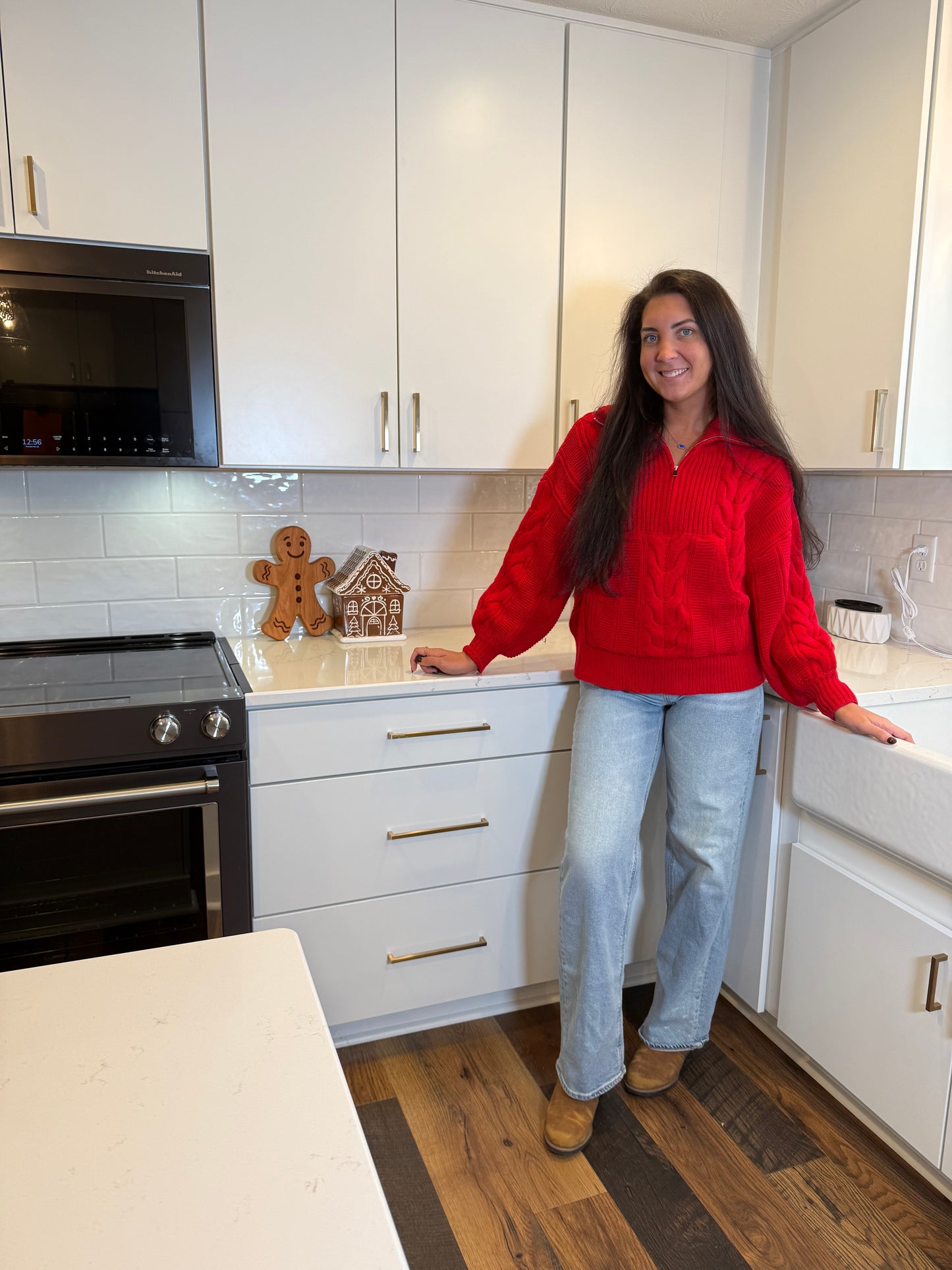 Cable Crush Sweater (Red)