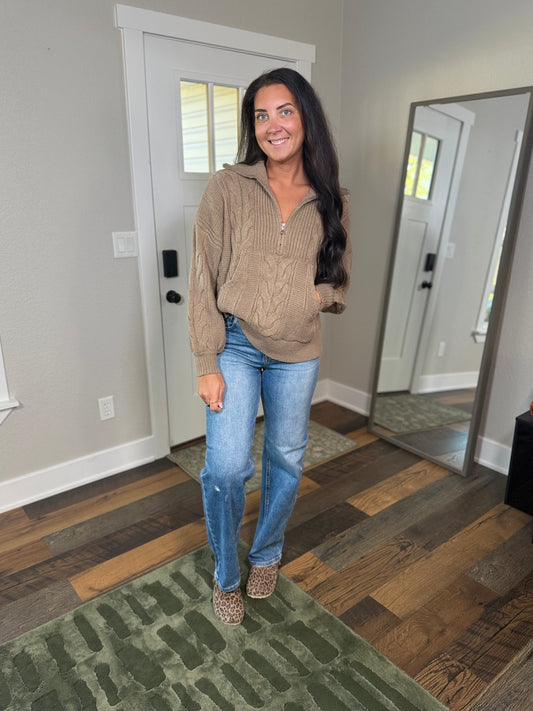 Cable Crush Sweater (Brown)