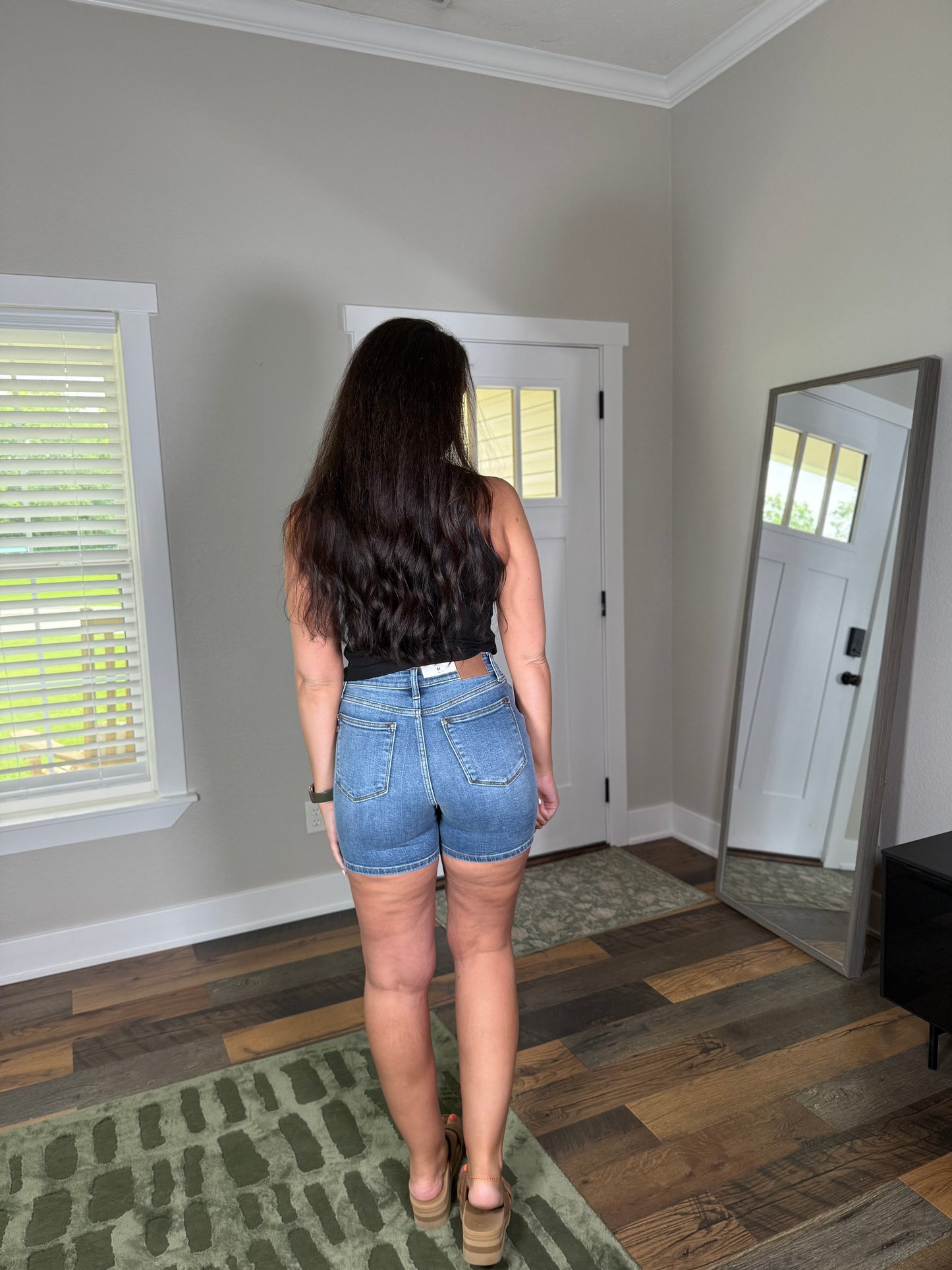 Double Button Denim Shorts