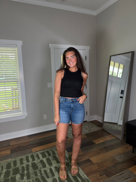 Double Button Denim Shorts